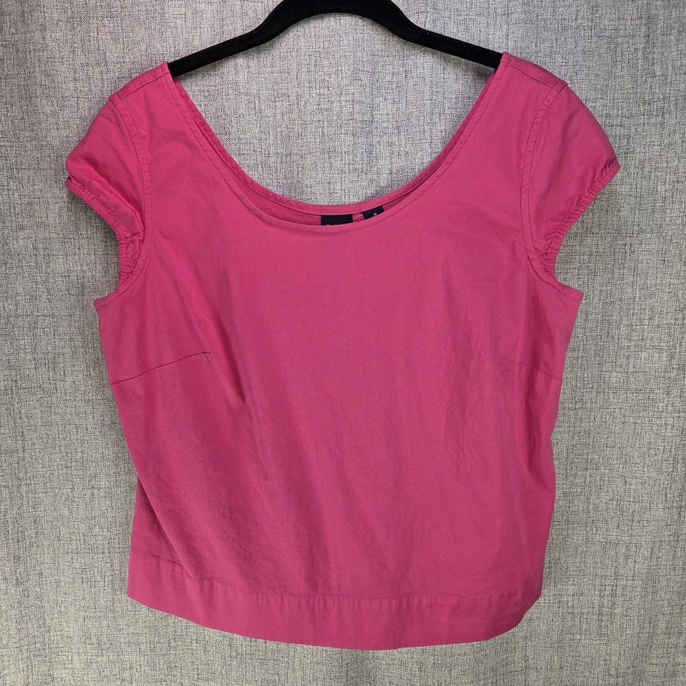 Vtg GAP Womens Med Hot Pink Short Sleeve Shirt Retro Boho Y2K Barbiecore 2000s